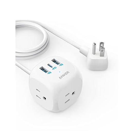Anker 20W USB C Power Strip, 321 Power Strip with 3 Outlets and USB C Charging for iPhone 14/13 Series, 5 ft Extension Cord, Power Delivery,for Dorm Rooms,Home Office, Cruise Ship Travel, TUV Listed