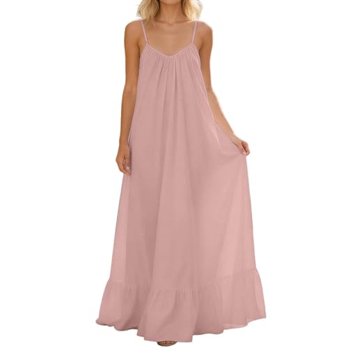 Robe longue décontractée pour le bureau et les vacances d'été en rose
