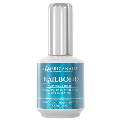 Americanails Nail Bond Acid-Free Primer - Enhanced Adhesion, Prevent Lifting, Smooth Application, Long-Lasting Results, Skin-Friendly Formula, Flawless Manicures, for Acrylic and Gel Nails, 0.5oz