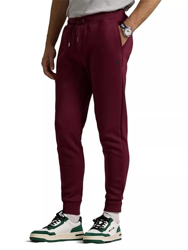Polo Ralph Lauren Men's Double Kint Jogger Pants (M, WineRed) (Fall/Winter 2022) Red Wine Medium2