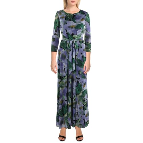 Anne Klein Damen Printed Mesh 3/4 SLV Maxi Dress Kleid, Violet Dawn Multi, 3X