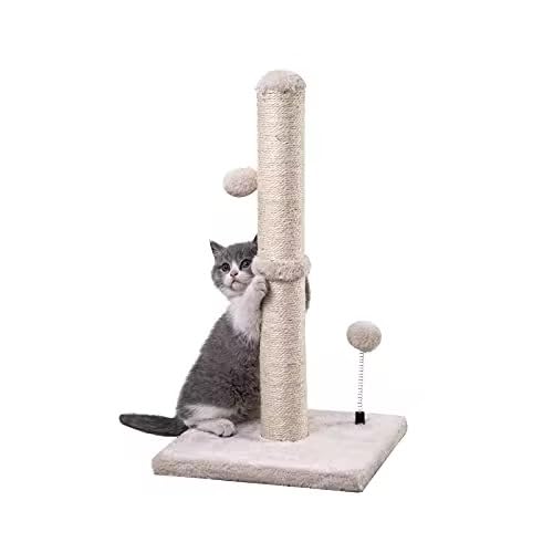Poste para Gatos de 34 Pulgadas con Cuerda de Sisal y Base de Peluche miniatura 1