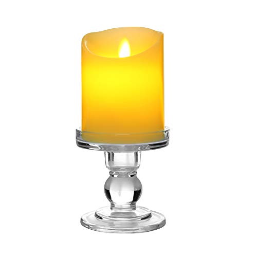 image for OYATON Glass Candle Holders for 3 inches Pillar Candle or 7/8 inch Tap