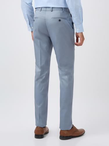 Image of Raymond Men Mid Rise Slim Fit Solid Pattern Poly Viscose Blend Flat Front Formal Trouser