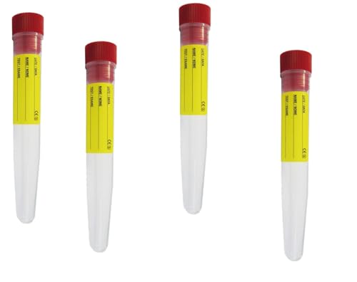 Recipientes estériles para orina, 4 unidades, 12 ml, con tapón hermético de rosca con etiqueta, ampollas graduadas con tapón a presión para pruebas de laboratorio y análisis, art. 342718