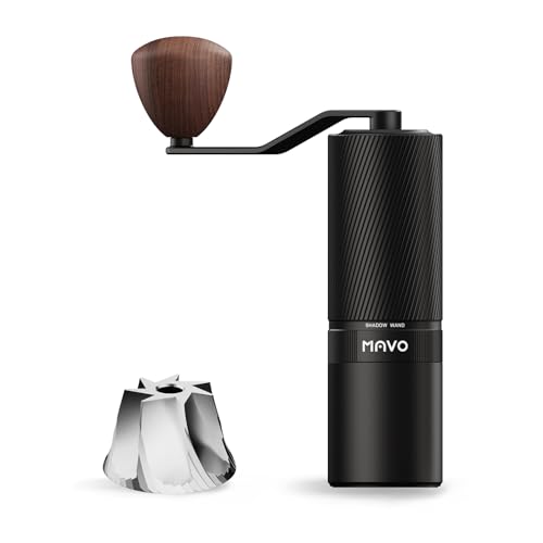 Image of MAVO Manual Coffee Grinder, Shadow Wand Hand Coffee Grinder, Capacity 25g with CNC Stainless Steel 7-Axis Conical Burr, Adjustable Setting, Burr Coffee Bean Grinder for Pour Over, Espresso (Black)