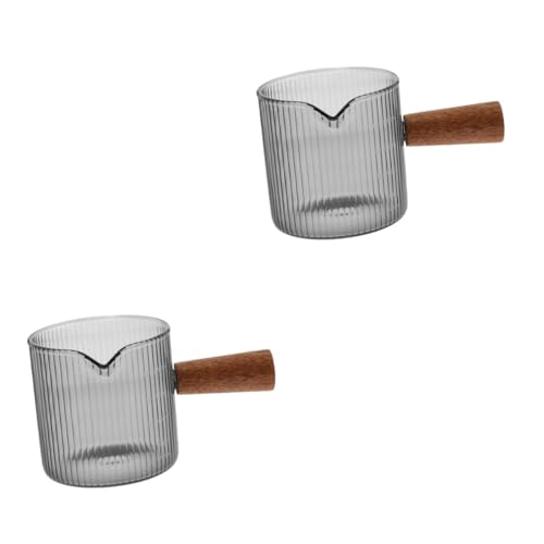 Ciieeo 2 Piezas Jarra de Vidrio Madera para Espresso Pitcher de Café para Hogar