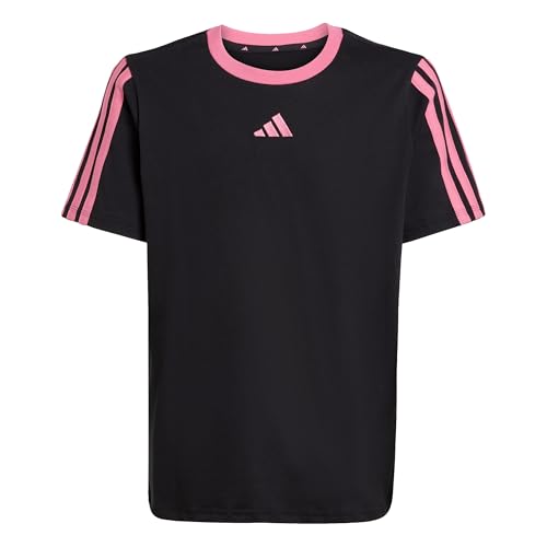 Adidas Girl's Essentials T-Shirt, Black/pink Fusion, 11-12 Years