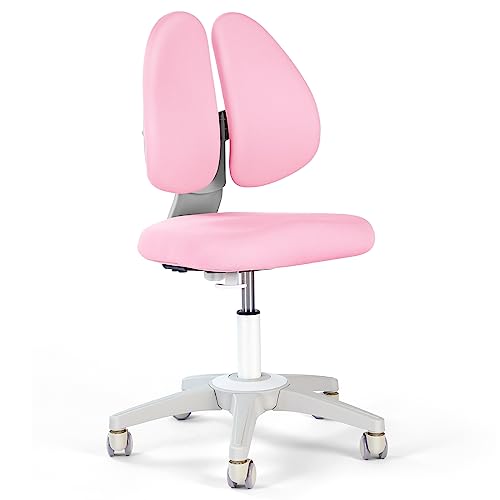 Swivel 360° Armless Kid Chair Comfy, Adjustable Height Student Chair, Seat Depth Adjustable, Home School Ergonomic Computer Activity Chair with Sit Brake Casters, Kids Chair for Classroom