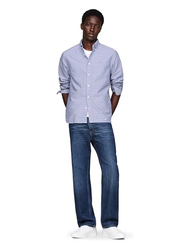 Image of Tommy Hilfiger Men's Long Sleeve Oxford Shirts in Regular Fit, Men's Button Down Shirts, Also Available in Big and Tall