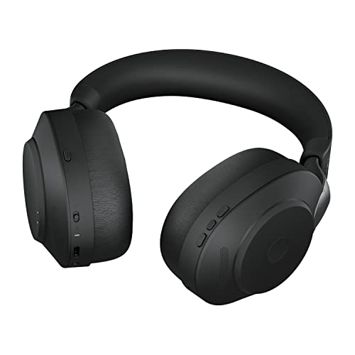 Image of Jabra Evolve2 85 UC Wireless Bluetooth Stereo Headset with Link 380a USB-A Adapter & Charging Stand, Active Noise Cancellation (ANC), Noise-Cancelling Microphone, Up to 37 Hours Battery, Black