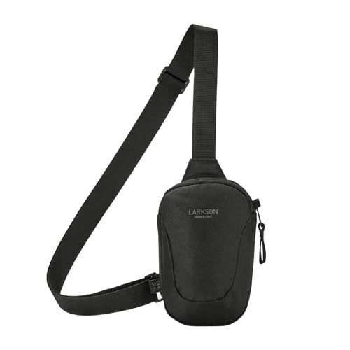 LARKSON Brusttasche Herren & Damen Schwarz - Nils - Anti Diebstahl Umhängetasche für Reise, Festival, City - Kleine Crossbody Bag mit Platz für Handy, Schlüssel, Geldbörse