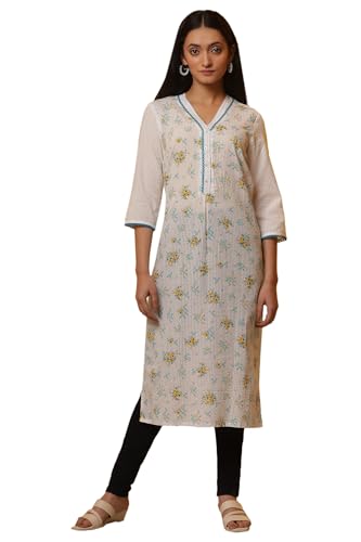 Ensemble kurta blanc avec jegging en coton Aurelia, taille XL pour femme