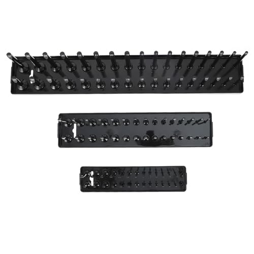 VILLCASE 3Pcs Heavy Duty Metric Socket Organizer Tray Durable Drive Socket Holder for Sae Sockets Keep Your Tools Neat with Clearly Labeled Measurements for Garage and Workshop