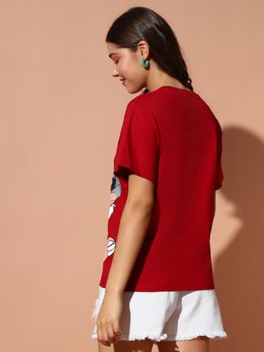 Image of THE DRY STATE Women Cotton Half Sleeve Round Neck Tshirt