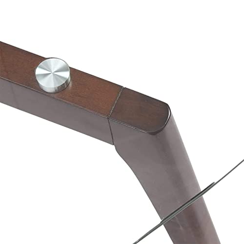 Anzezhong Triskele End Table, Walnut Minimalist Round Coffee Table, Mid Century Side Table With Tempered Glass Top Walnut Wood Legs (Medium) #TOP3