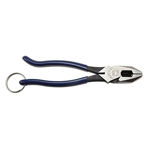 Klein Tools D213-9STT Ironworker Pliers with Heavy Duty Knurled Jaws, Induction Hardened Knives, and a Split Tether Ring