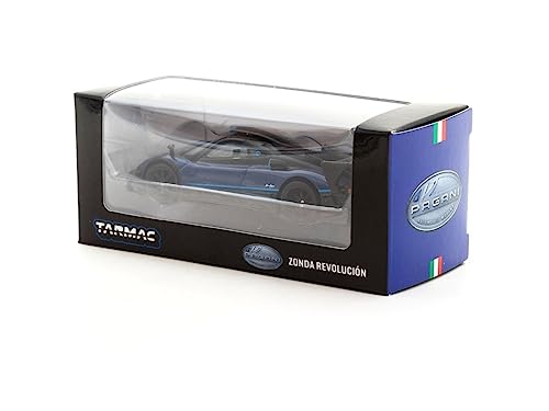 Modelo a Escala 1:64 Pagani Zonda Revolucion Azul Metálico y Negro con Rayas Celestes Global64 Serie de Diecast por Tarmac Works T64G-TL016-BL miniatura 3