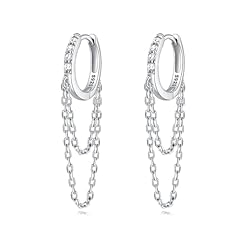 Stone-Set Double Chain Earrings