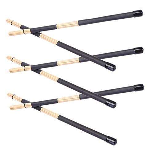 Juego de 19 baquetas de bambú con mangos de plástico, cepillos para batería, accesorios para músicos y bateristas miniatura 6