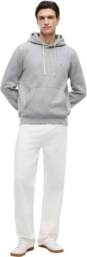 Tommy Hilfiger Sweat à Capuche Homme Essential Fleece Regular Fit, Gris (Medium Grey Heather), L