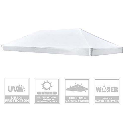 Instahibit 10x20ft Pop Up Top Replacement Instant Canopy Patio Pavilion Gazebo Sunshade Tent Oxford Cover Outdoor White