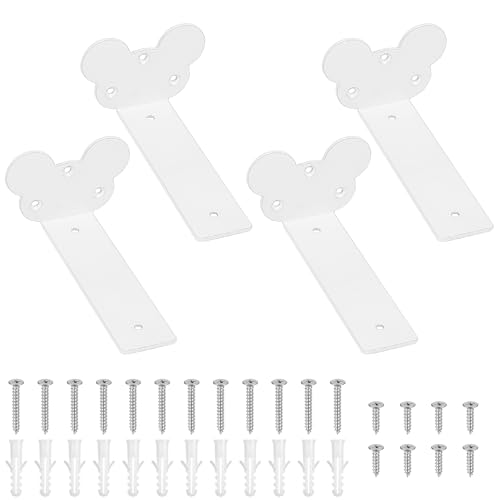 4 Pcs Escuadras Para Estanterias, 15cm Soporte Estanteria Pared, Soportes para Estantes, Soporte Baldas Pared, Escuadras Estanterias Metalicas Invisibles, Soportes Flotantes (Blancos/Ratón/15cm)