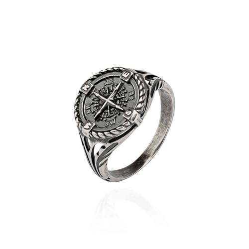 Bague homme argent 925 chevalière rose des vents taille 58 62 64