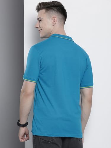 Image of The Indian Garage Co Men Slim Fit Solid Polo Neck Half Sleeves Tshirt