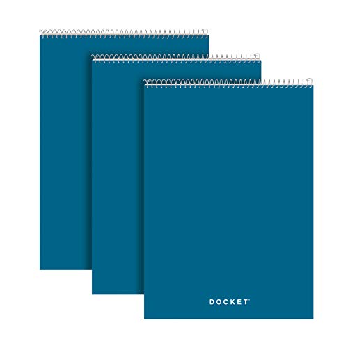 TOPS Docket Writing Pill, High Wirebound, 8-1/2 x 11-3/4 Inches, White, Authorized/Broad Rule, 70 Sheets per Pad, 3 Pads per Pack (63633)