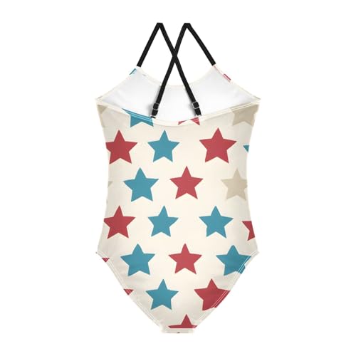 Bolaz Girls Swimsuits One-Piece Bathing Suits Multicolor Kids Sport Summer Beach Swimwear for 3-10 Years Old-Star Pattern2