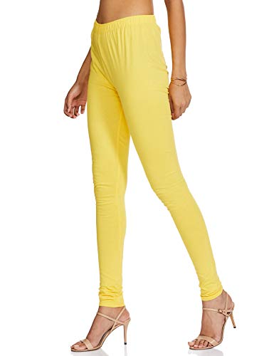 Image of BIBA Womens Coated Leggings (Yellow Large)