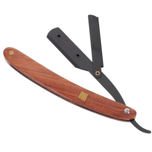 Beavorty Men's Barber Straight Razor Chic Wooden Handle Double Edge Safety Razor for Beards Sideburns Short Fine Hair for Home Travel