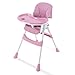 Trona plegable for bebés, bandeja extraíble de profundidad ajustable con respaldo, silla plegable for comidas Comedor de alto confort for niños pequeños (Color : Pink)