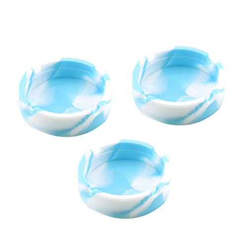 jieGorge Cenicero redondo de goma de silicona resistente al calor de alta temperatura, productos de limpieza para el día de Pascua (azul claro)