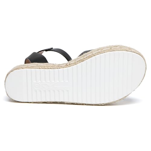 Athlefit Women's Espadrille Platform Sandals Summer Casual Open Toe Ankle Strap Low Wedge Sandals, Black Size 7, AD00952 - Image 4