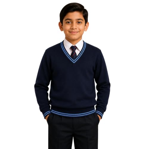 Image of Boy's School Uniform Lining Full Sleeves Sweater - Daffodil
