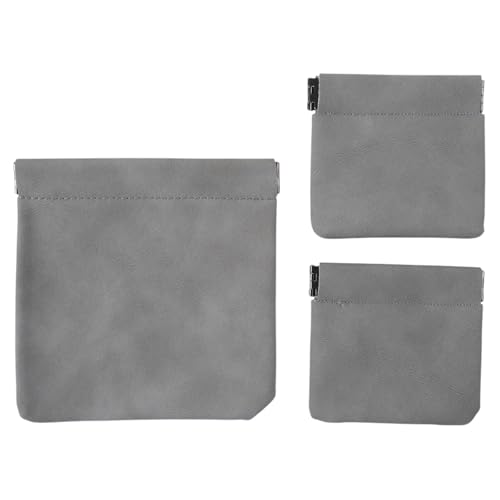 Set de 3 Monederos de Cuero PU – Carteras Compactas con Diseño de Presión, 2 Tamaños, Ideal para Monedas, Joyas, Auriculares, Llaves y Más