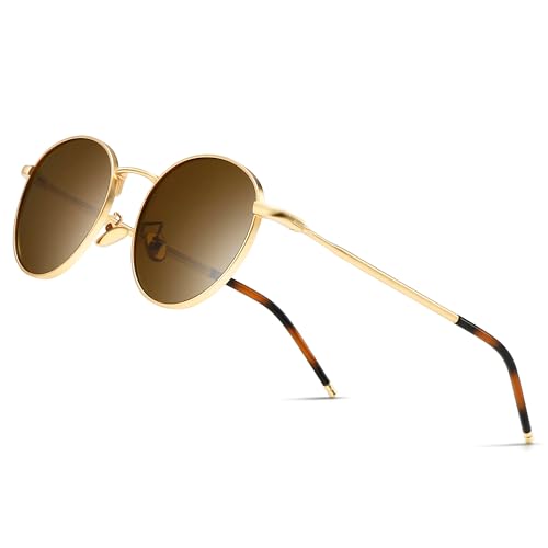 Image of SUNGAIT Polarized Classic Small Vintage Round Sunglasses For Women Men Classic Metal Frame Retro