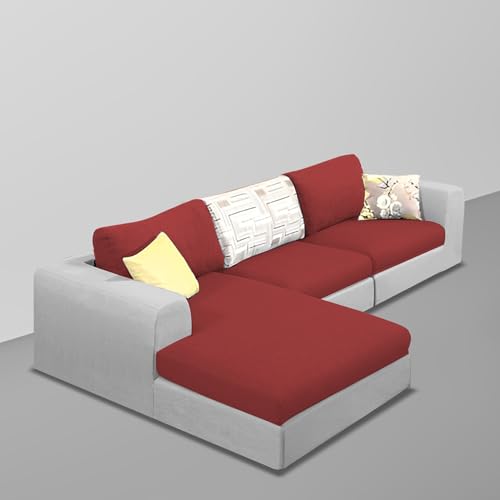 Image of Koza LHS 4 Seater L Shape Sofa Set for Living Room (Maroon Grey Fabric) Premium Fabric Sofa