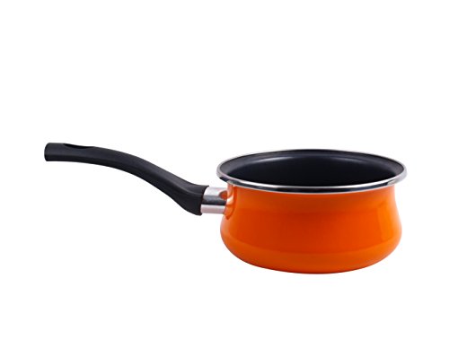 Vitrinor Magefesa Valencia Cazo 16 Cm De Acero Esmaltado, Antiadherente Bicapa Reforzado, Color Naranja Exterior. Apta Para Todo Tipo De Cocinas, Incluida Inducción.