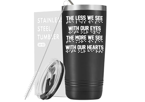 Onebttl Gifts for Blind People Braille Gifts Braille Dots Design 20oz Stainless Steel Tumbler