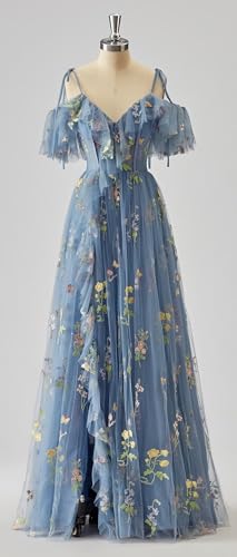 Wchecalino Ruffle Sleeves Tulle Prom Dress for Women Long Formal Flower Embroidery Evening Party Gowns4