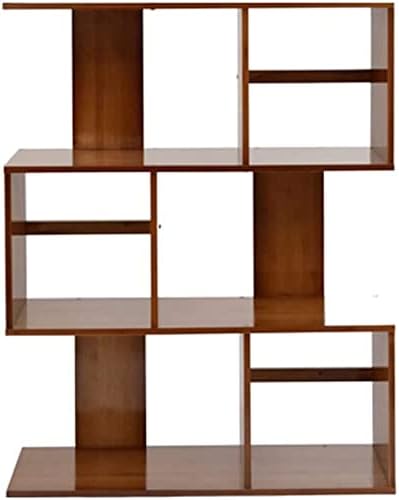 Staggered Bookshelf Freestanding Storage Bookcase Bamboo Industrial ...