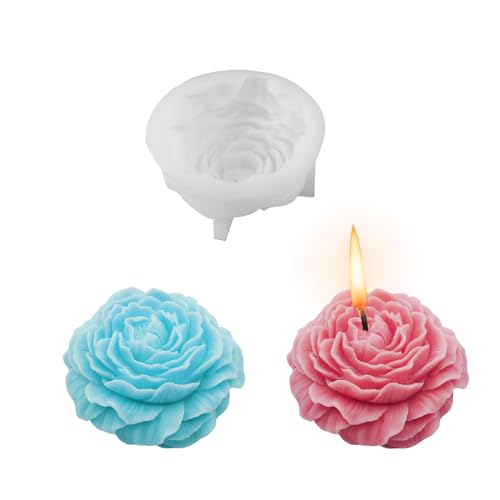 Peony Candle Silicone Mold, 3D Flower Candle Moulds for Candle Making, Resin Casting Molds for Soy Wax, Soap, Clay Craft, Home Decorate, Resin Craft