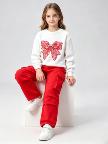Image of Girls Clothes 2 Piece Hoodie Sweatshirt + Cargo Pants Fall Winter Outfits for Teen Tween Girls 7-14 Years