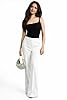 Women’s Bell Bottom Pants Wide Leg Flared Trousers High Waist Stretchy Smart Casual Wear (White,L25 W16) #1