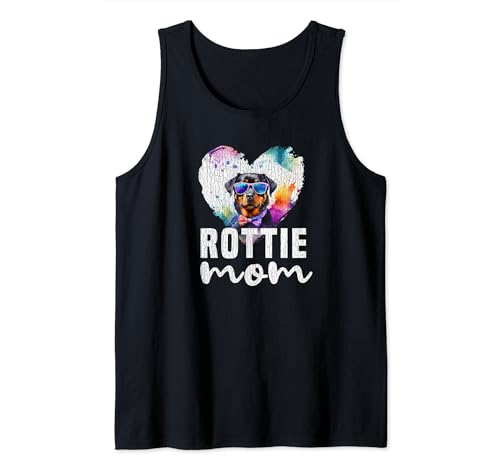 Vintage acuarela Rottie Mom Rottweiler Dog Lovers Gift Camiseta sin Mangas