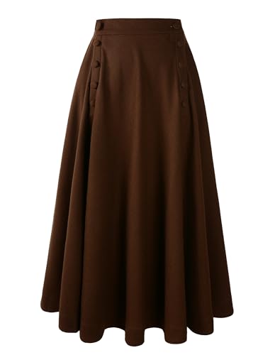 Reminisce Boutique Edwardian Wool Skirt Suffragette (US14, Brown)