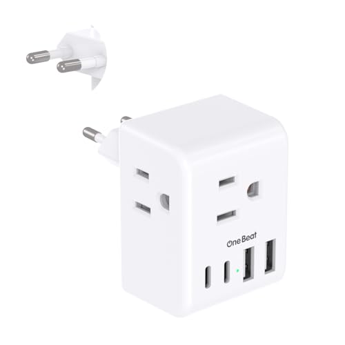 Image of 1 Pack European Travel Plug Adapter, International Power Plug Adapter | International Power Adapter, Type C Plug Adapter Travel Essentials to Most Europe EU Spain Italy France Germany, 1 Pack